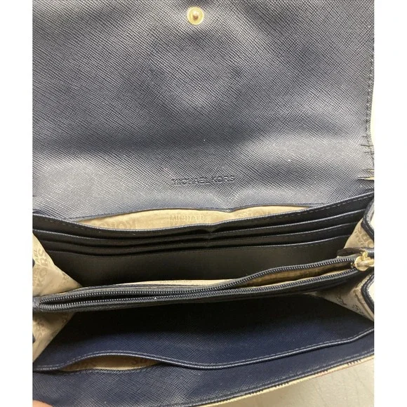 Michael Kors Harper MK‎ Signature Chain Tote Purse White/Blk With MK Wallet - Picture 5 of 16